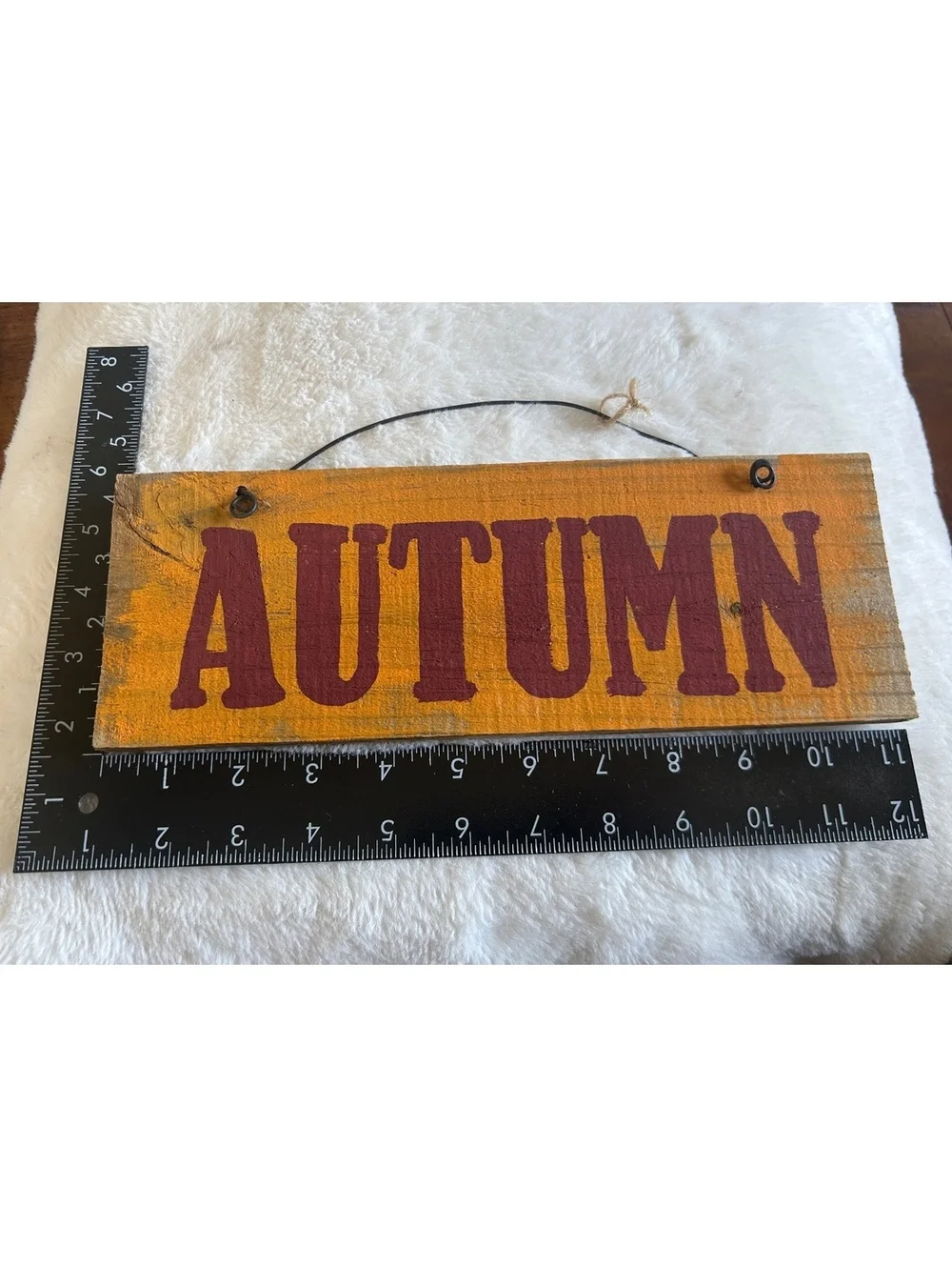 Wooden Autumn Wall Hanging Sign with Wire Hanger
